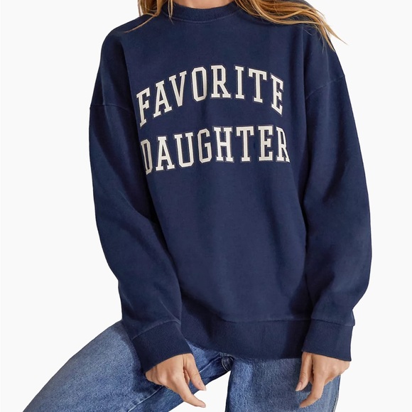Favorite Daughter Sweaters - Favorite Daughter Collegiate Oversized Cotton Logo Sweatshirt